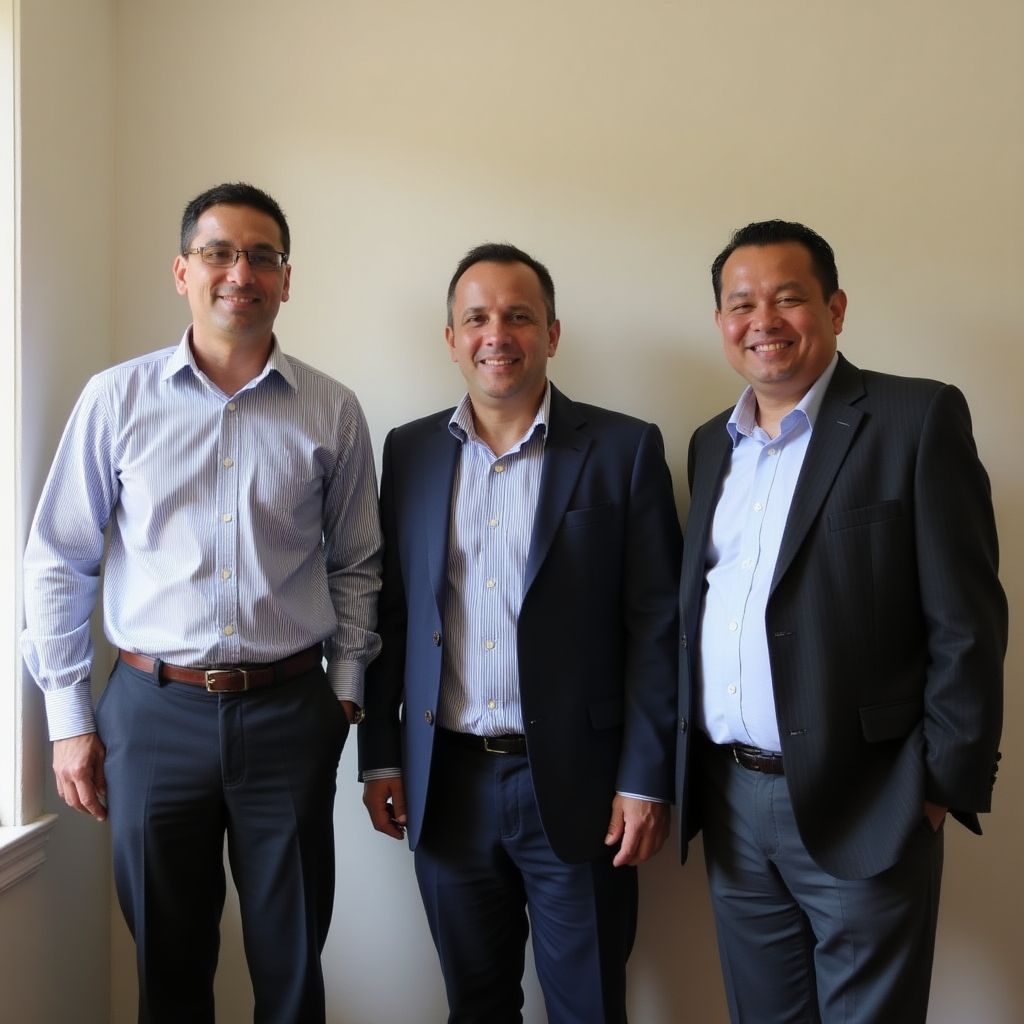 Fundadores de Inversiones Bolivia en la primera oficina